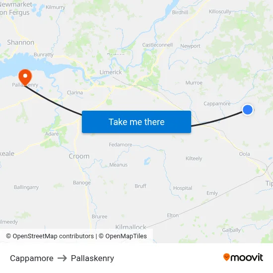 Cappamore to Pallaskenry map