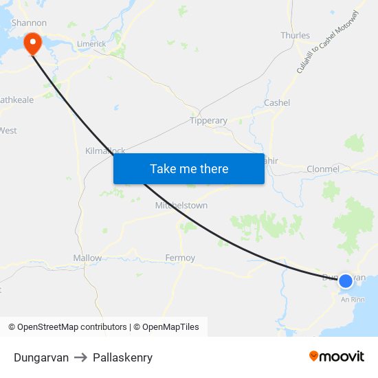 Dungarvan to Pallaskenry map