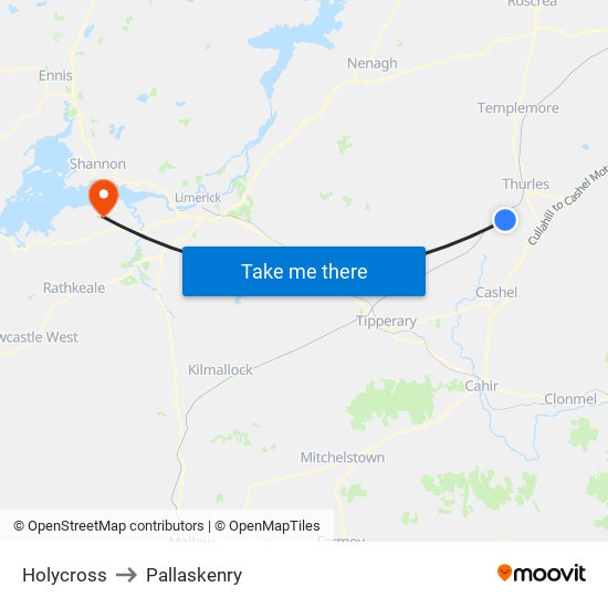 Holycross to Pallaskenry map