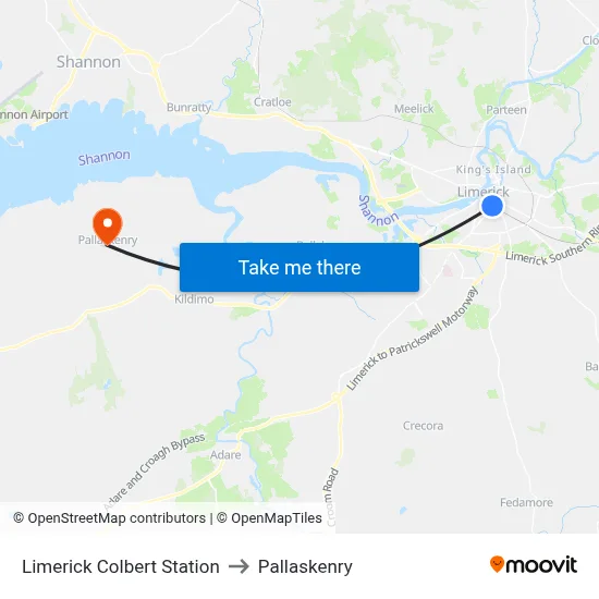 Limerick Colbert Station to Pallaskenry map
