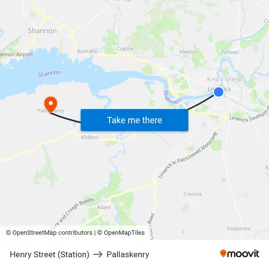 Henry Street (Station) to Pallaskenry map