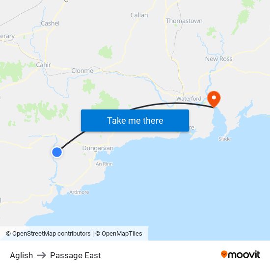 Aglish to Passage East map