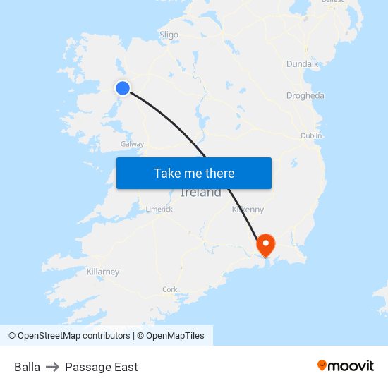 Balla to Passage East map