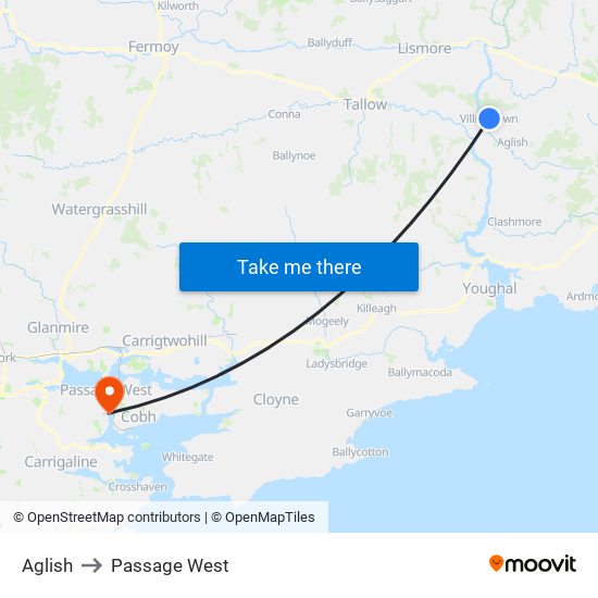Aglish to Passage West map