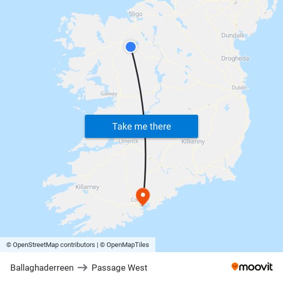 Ballaghaderreen to Passage West map