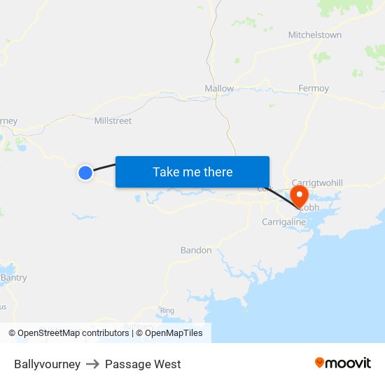 Ballyvourney to Passage West map