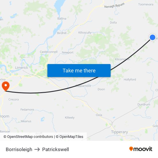 Borrisoleigh to Patrickswell map