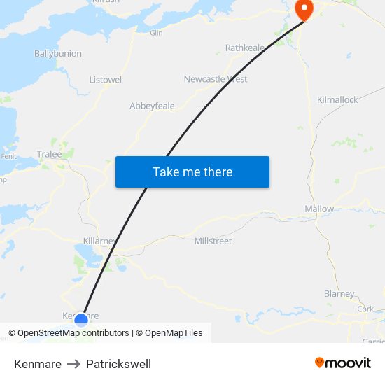 Kenmare to Patrickswell map