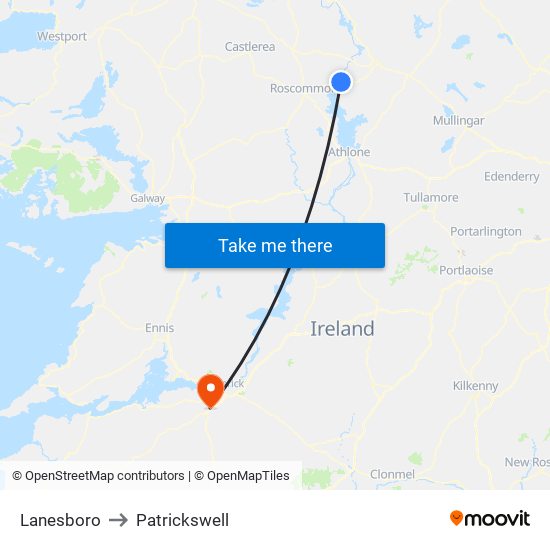 Lanesboro to Patrickswell map