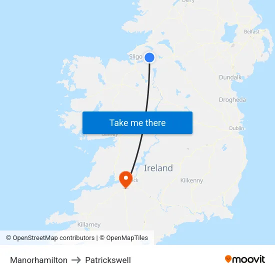 Manorhamilton to Patrickswell map