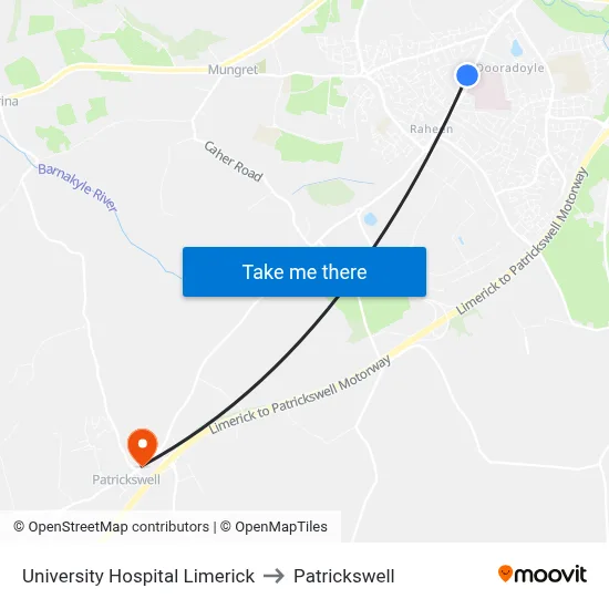 University Hospital Limerick to Patrickswell map