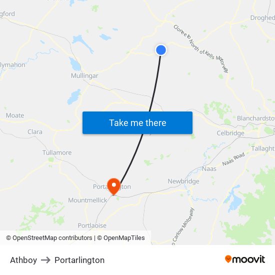 Athboy to Portarlington map