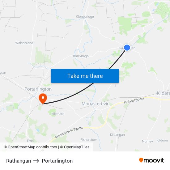 Rathangan to Portarlington map