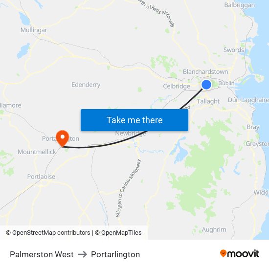Palmerston West to Portarlington map