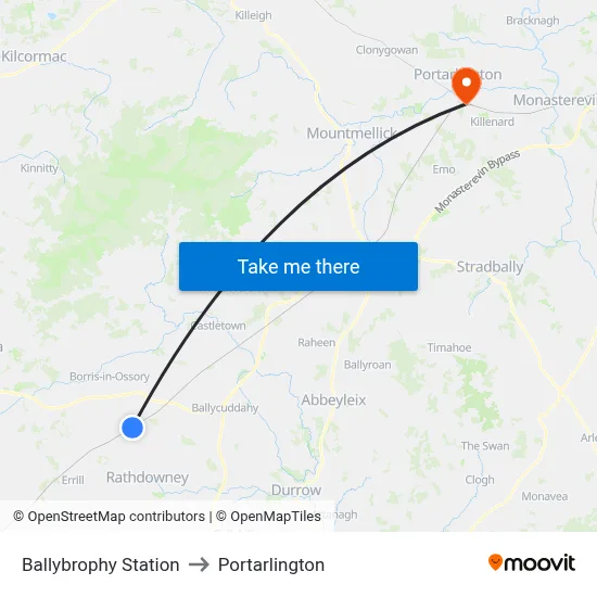 Ballybrophy Station to Portarlington map