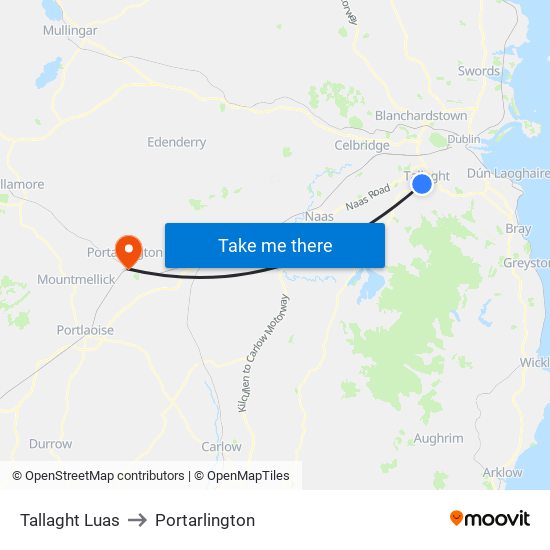Tallaght Luas to Portarlington map