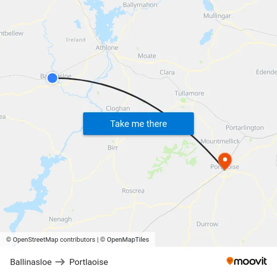 Ballinasloe to Portlaoise map