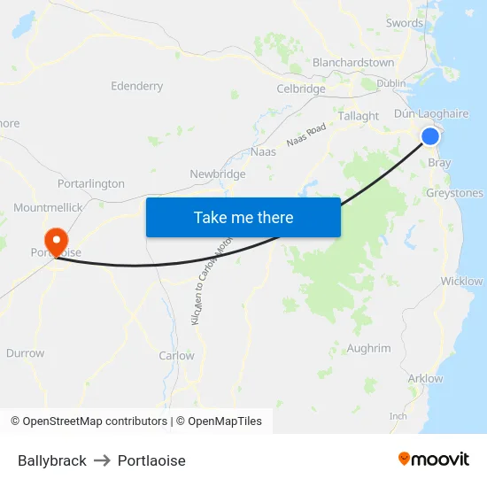 Ballybrack to Portlaoise map