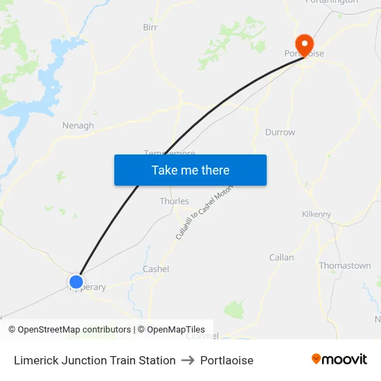 Limerick Junction Train Station to Portlaoise map
