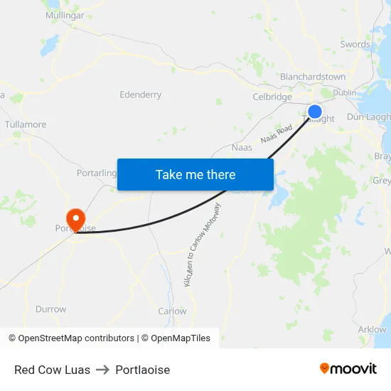 Red Cow Luas to Portlaoise map