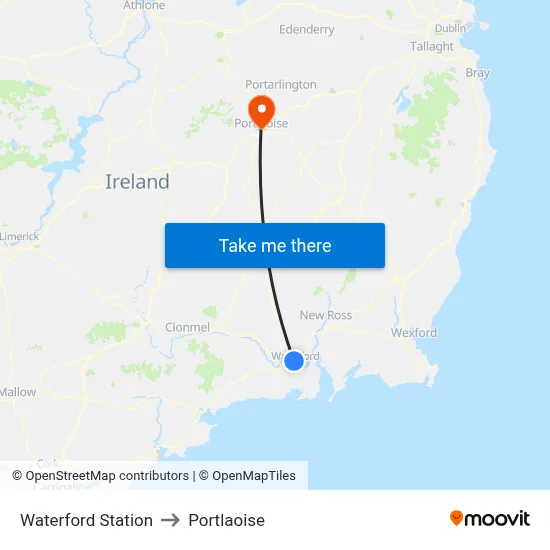 Waterford Station to Portlaoise map