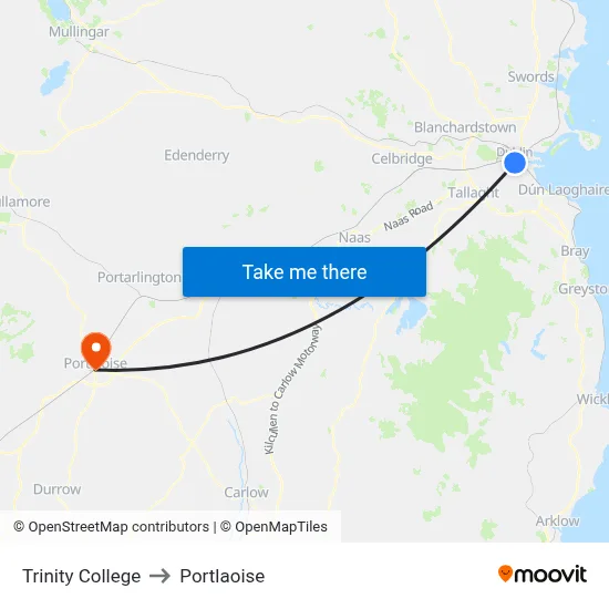 Trinity College to Portlaoise map