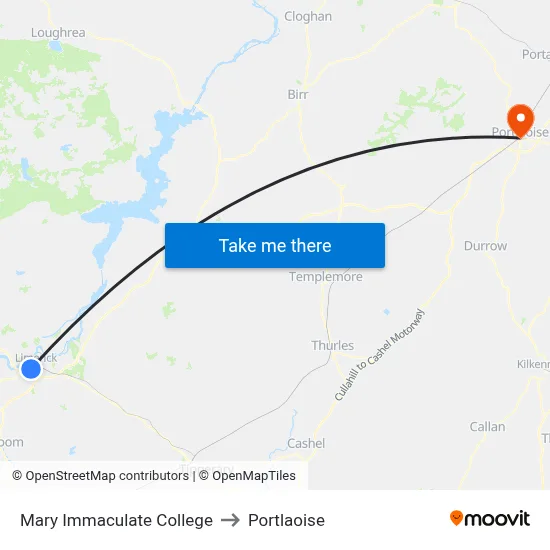 Mary Immaculate College to Portlaoise map