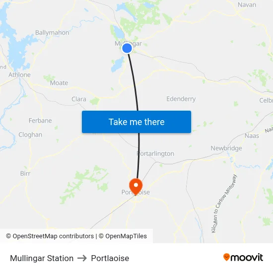 Mullingar Station to Portlaoise map