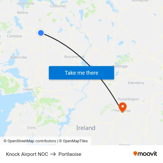 Knock Airport NOC to Portlaoise map