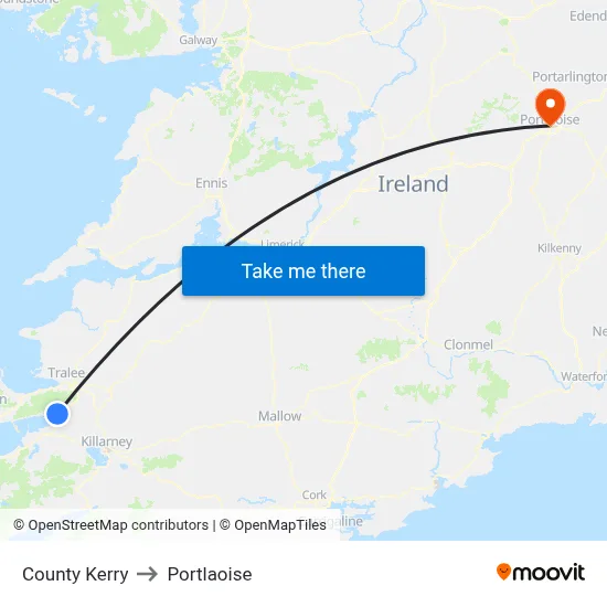 County Kerry to Portlaoise map