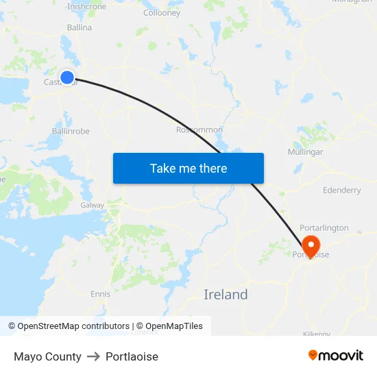 Mayo County to Portlaoise map