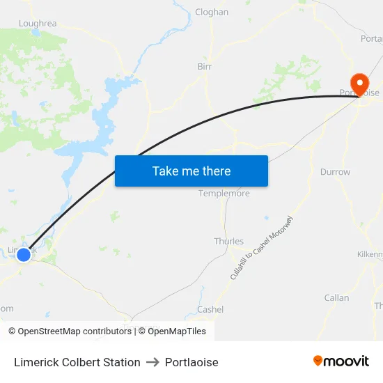 Limerick Colbert Station to Portlaoise map