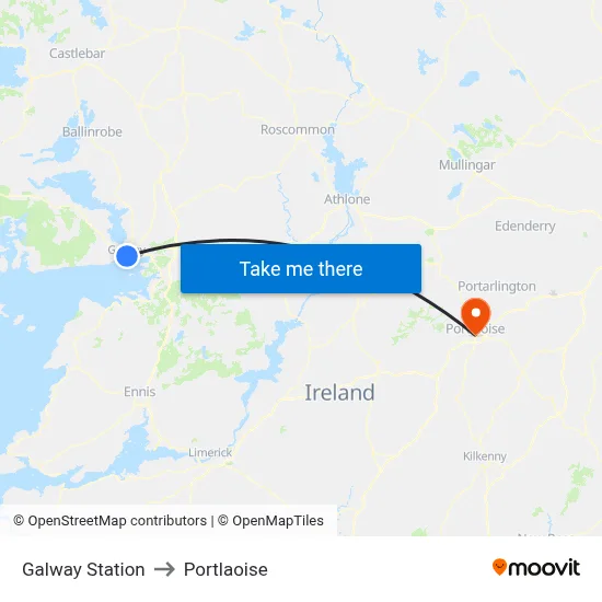 Galway Station to Portlaoise map