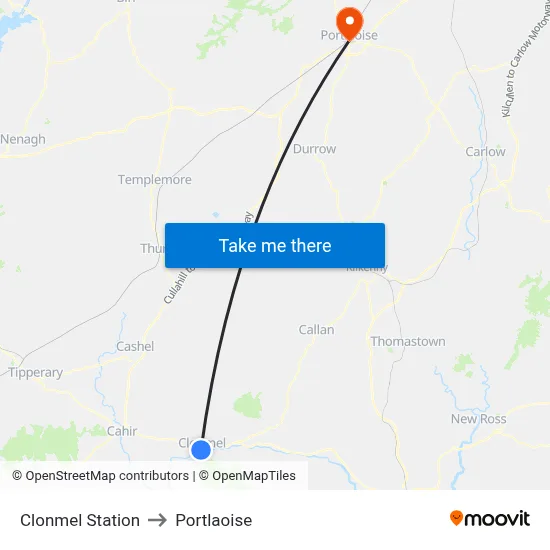 Clonmel Station to Portlaoise map