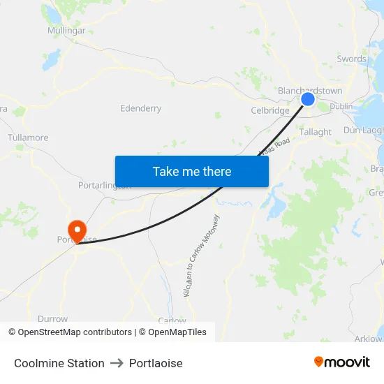 Coolmine Station to Portlaoise map