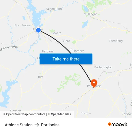 Athlone Station to Portlaoise map