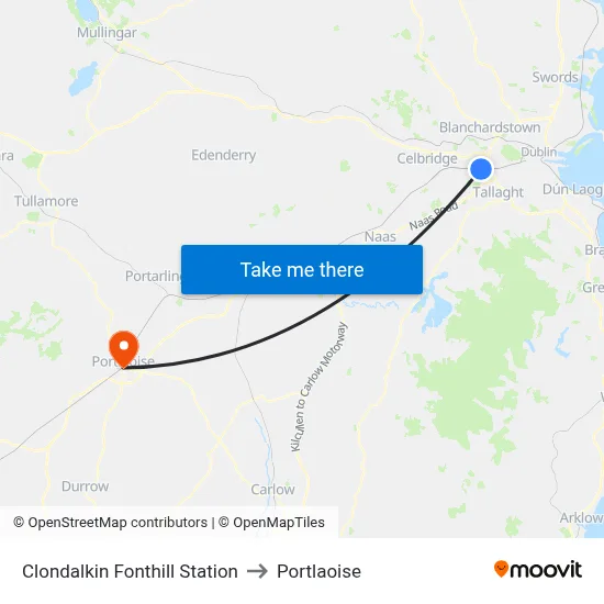 Clondalkin Fonthill Station to Portlaoise map