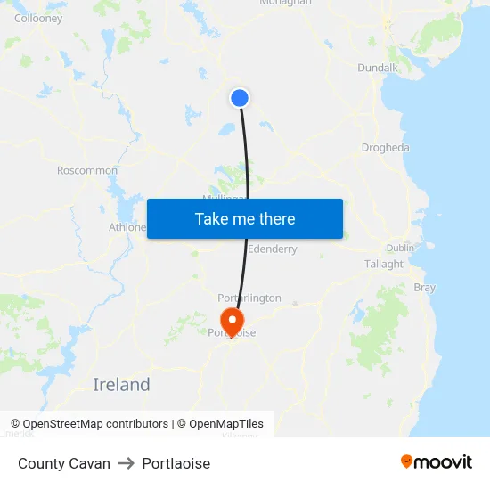 County Cavan to Portlaoise map