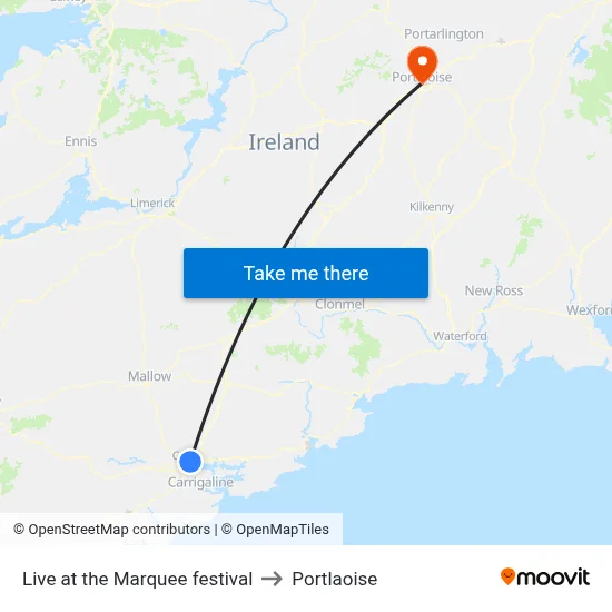 Live at the Marquee festival to Portlaoise map
