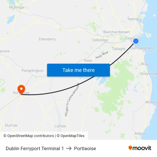 Dublin Ferryport Terminal 1 to Portlaoise map