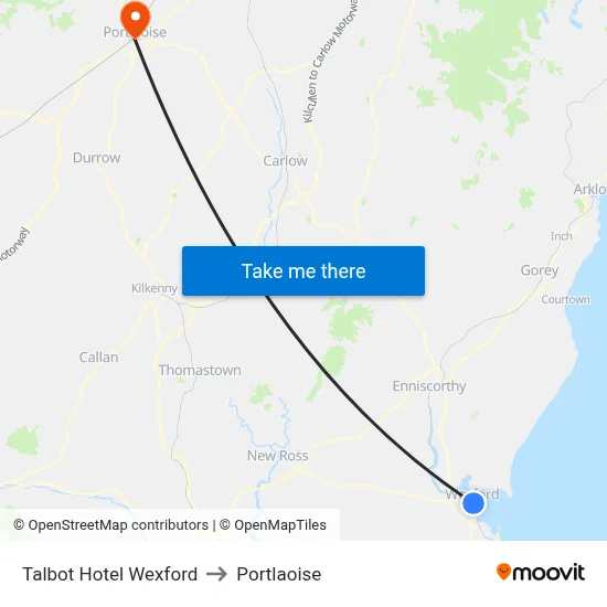 Talbot Hotel Wexford to Portlaoise map