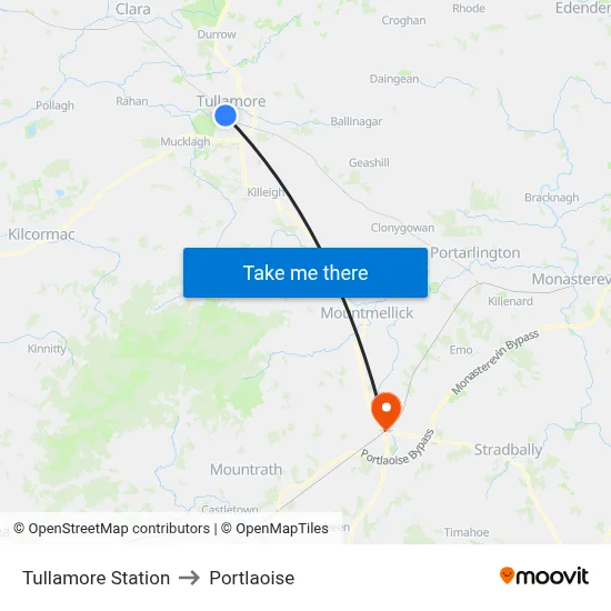 Tullamore Station to Portlaoise map