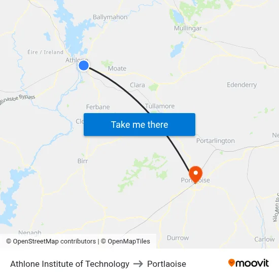 Athlone Institute of Technology to Portlaoise map