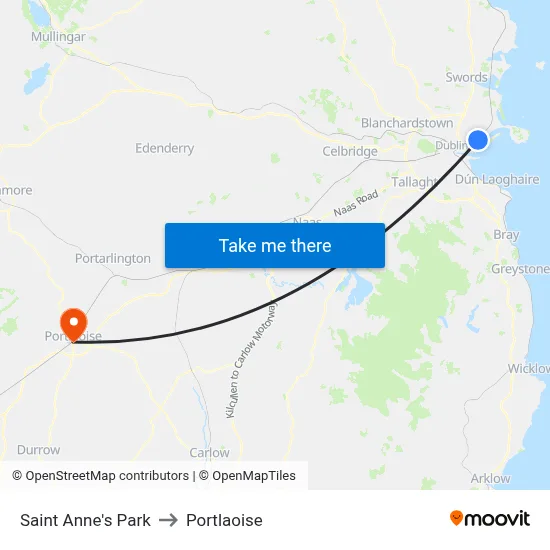 Saint Anne's Park to Portlaoise map