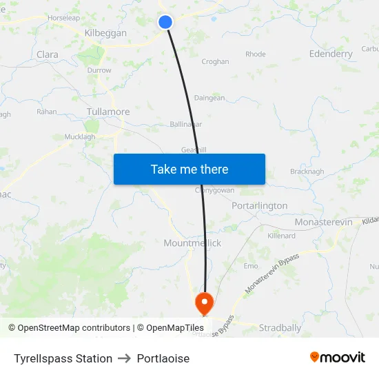 Tyrellspass Station to Portlaoise map