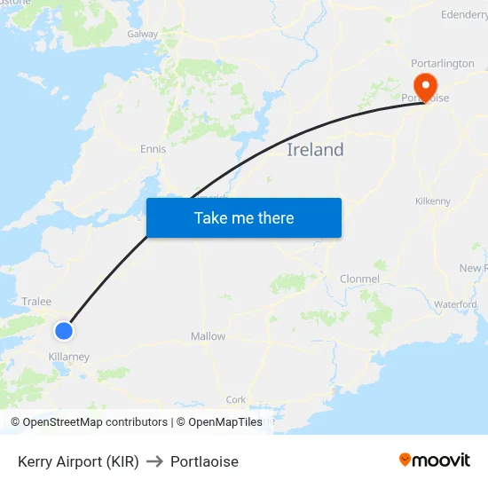 Kerry Airport (KIR) to Portlaoise map
