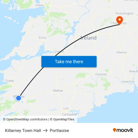 Killarney Town Hall to Portlaoise map