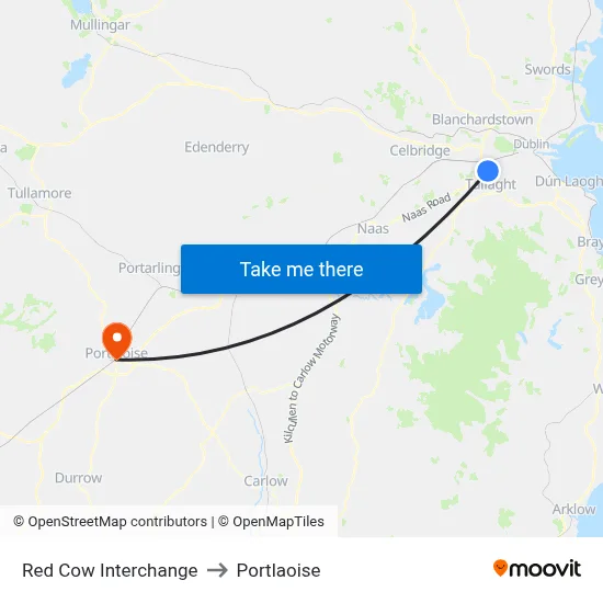 Red Cow Interchange to Portlaoise map