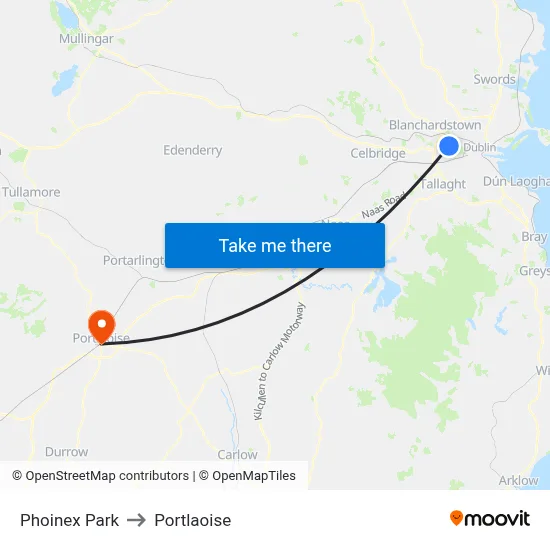 Phoinex Park to Portlaoise map