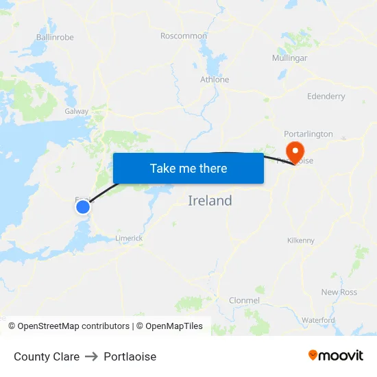 County Clare to Portlaoise map